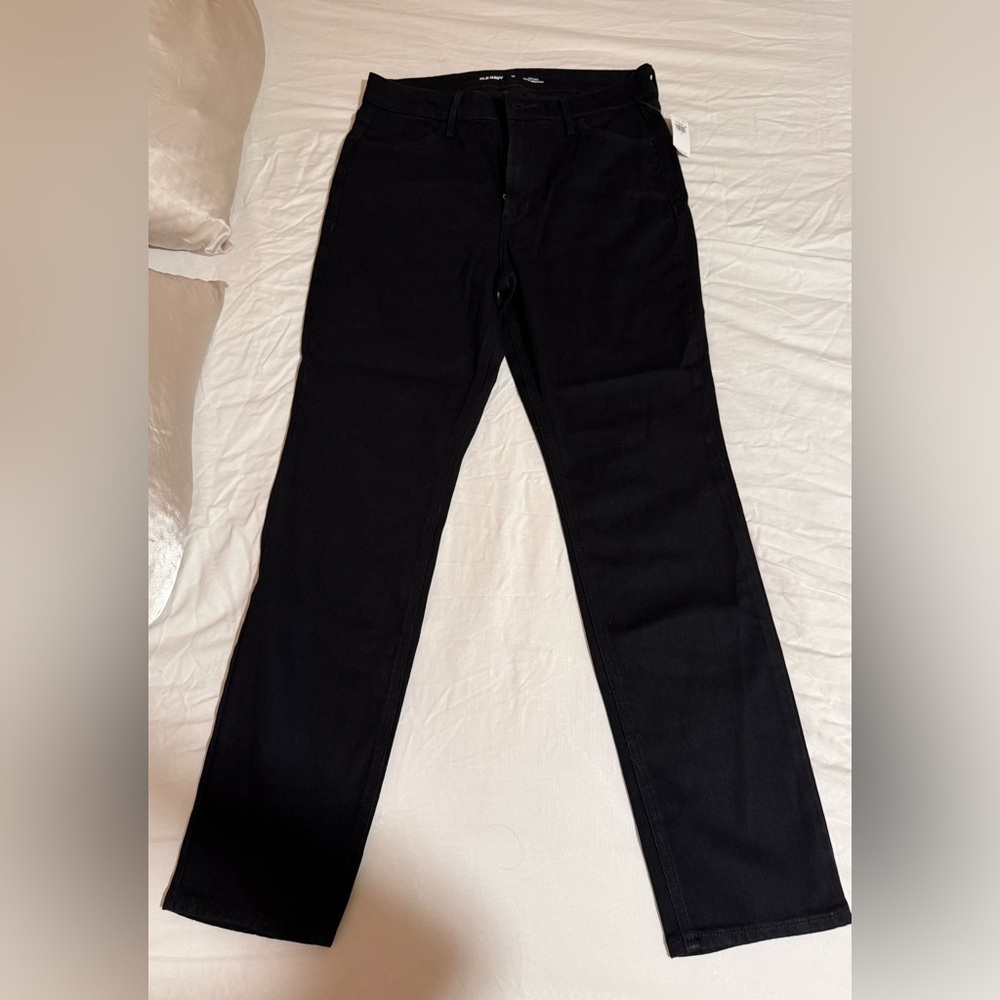 Old Navy High Rise Wow Straight Leg Black Jeans